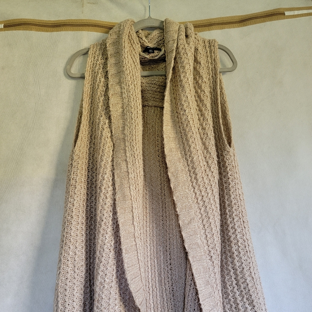 Taupe Sweater Vest Cardigan Poncho Thingamajig